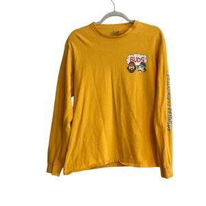 Retro Cheech Chong Buds Yellow Long Sleeve Hippie Stoner T Shirt Size Medium